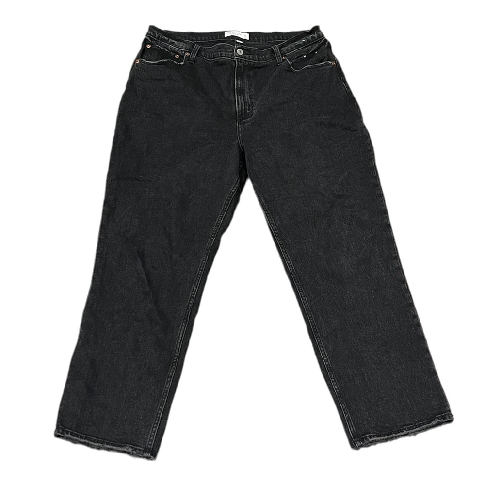 Abercrombie & Fitch Curve Love ankle straight ultra high rise black denim jeans
